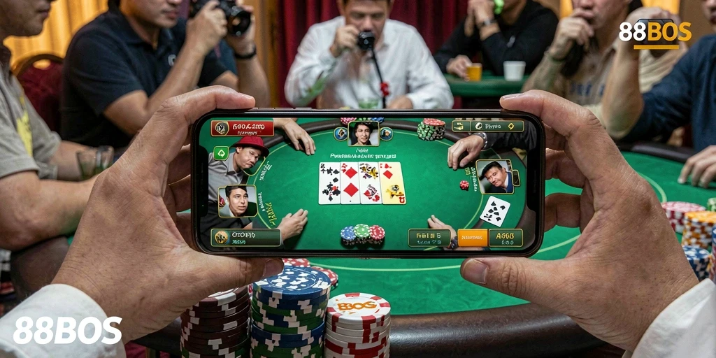 Screenshot gameplay menarik di 88BOS saat bermain poker.