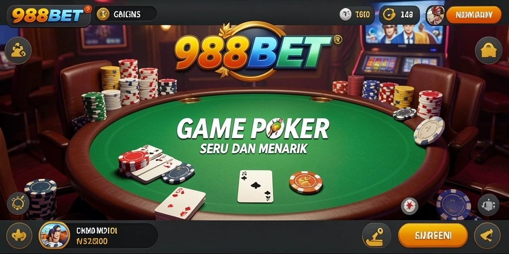 Tampilan gameplay Poker di aplikasi 988BET yang mengasyikkan.