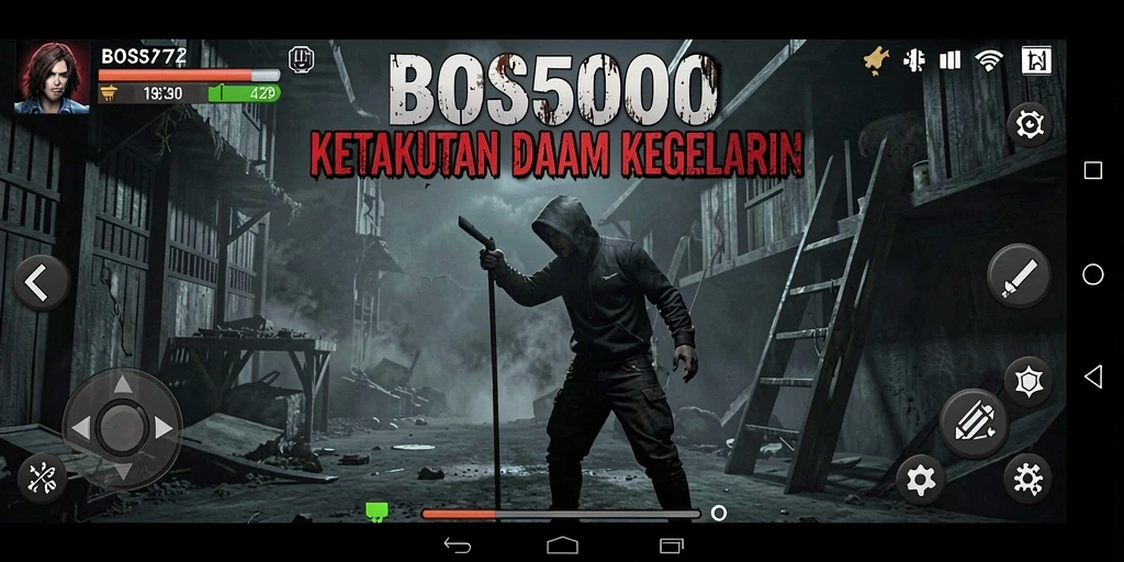 Tangkapan layar menampilkan gameplay menyeramkan BOS5000.