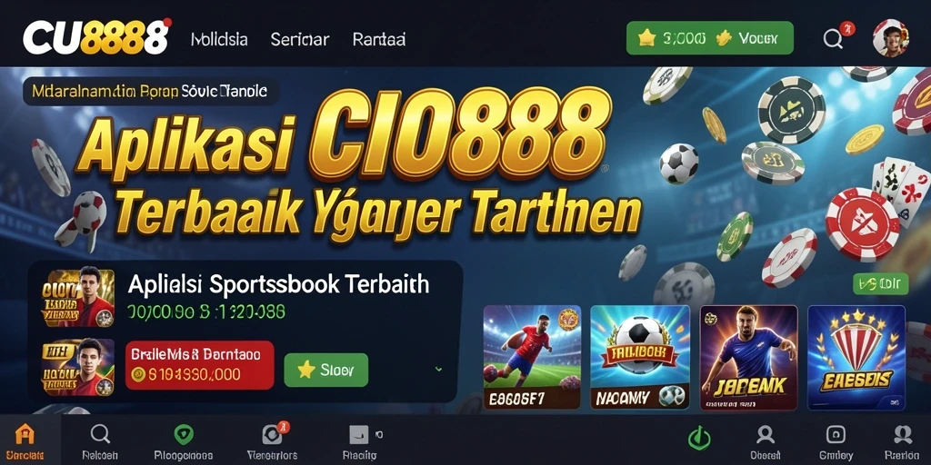 Tampilan antarmuka aplikasi CU888 yang menarik untuk taruhan Sportsbook.