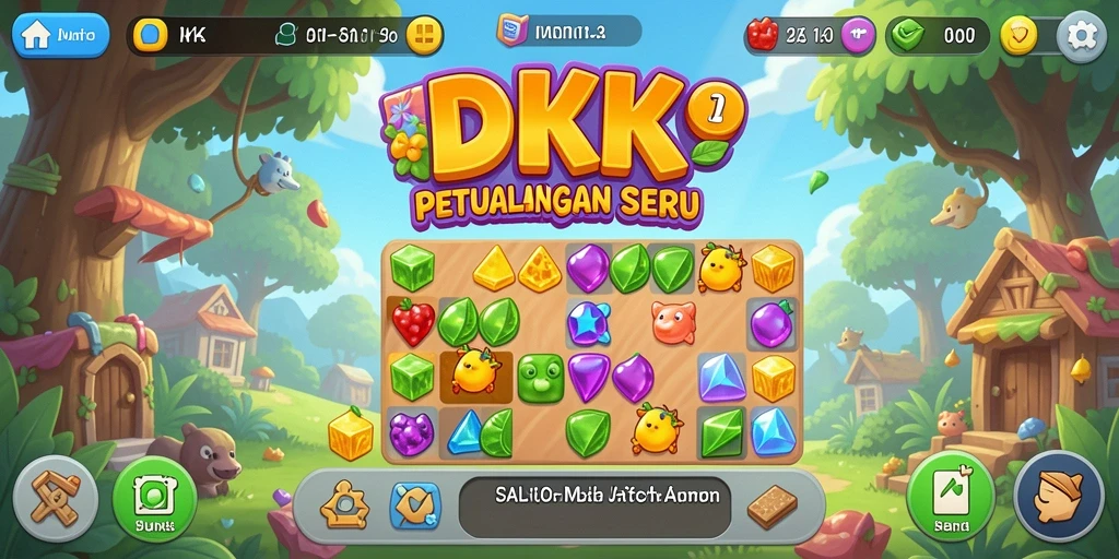 Screenshot gameplay DKK yang menunjukkan aksi Match-3 yang seru.