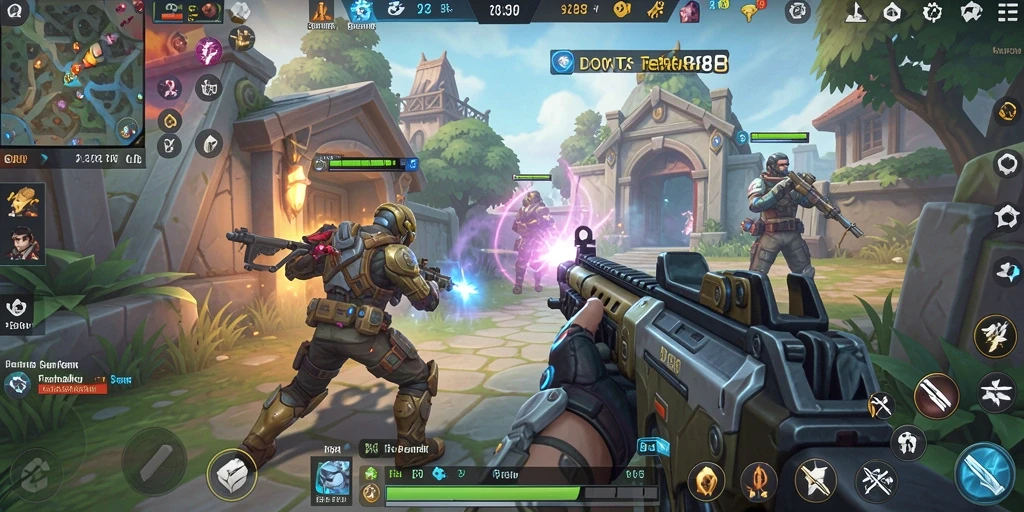 Screenshot DOTA88 menampilkan aksi pertempuran FPS yang mendebarkan.