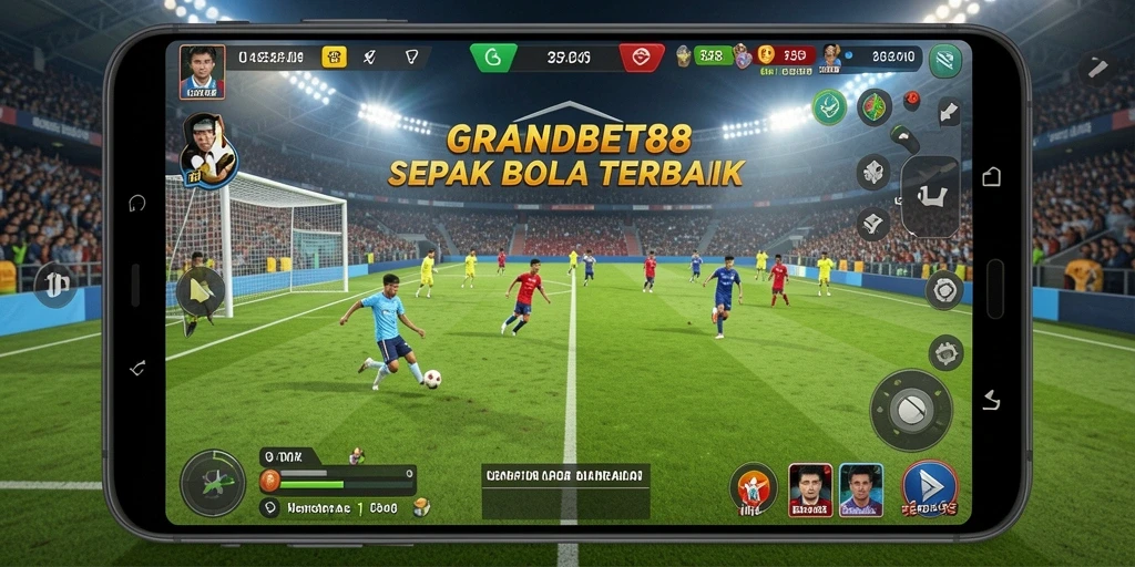 Screenshot menunjukkan aksi intens pada lapangan sepak bola.