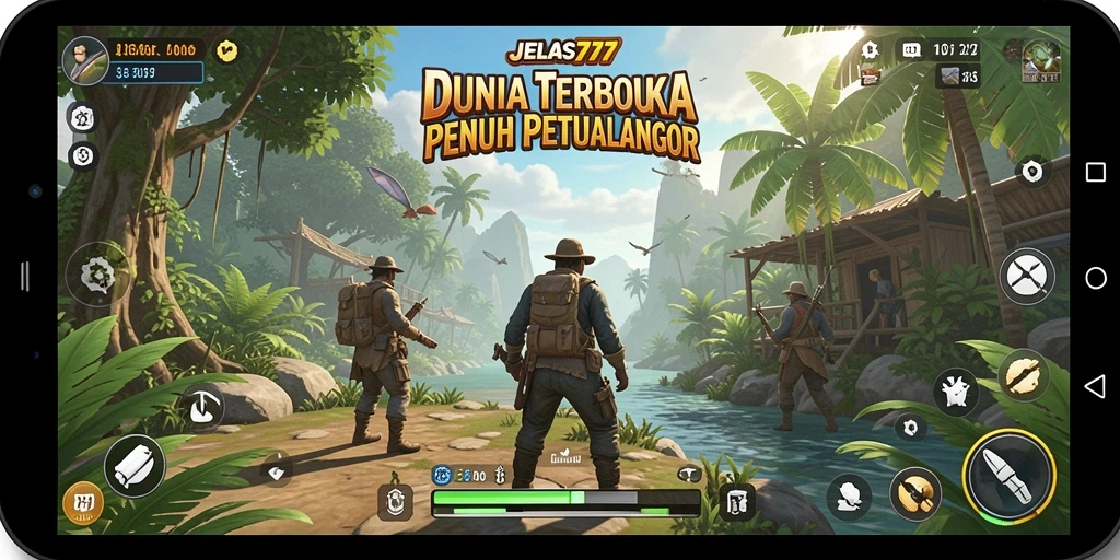 Tampilan gameplay penuh warna dalam dunia terbuka JELAS777.