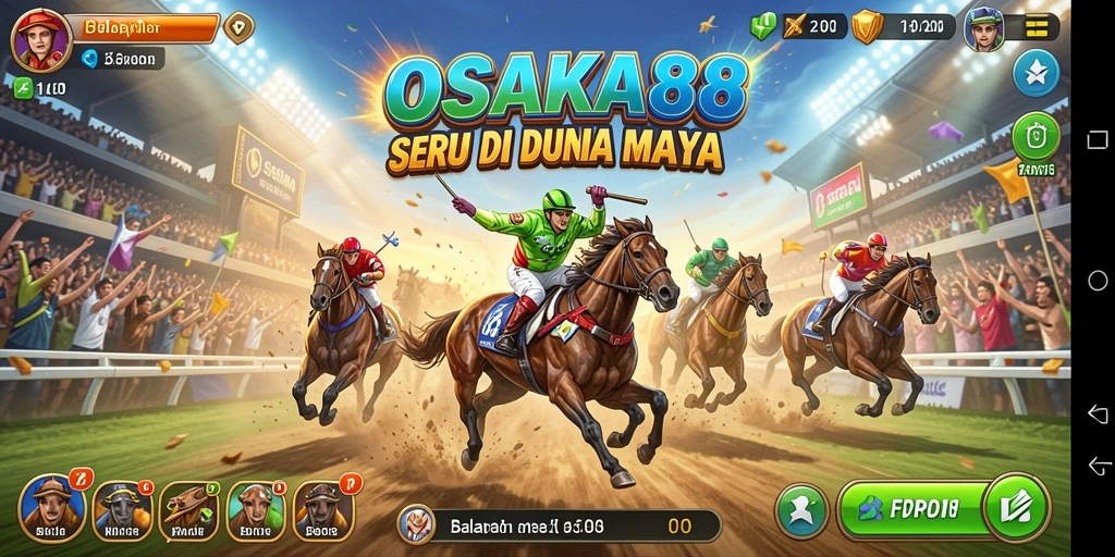 Screenshot gameplay <strong>OSAKA88</strong> menampilkan balapan yang mendebarkan dan kendaraan keren.