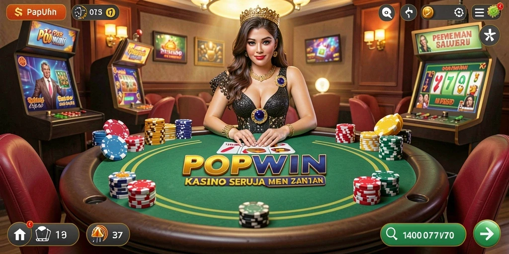 Tangkapan layar dari gameplay seru POPWIN dengan suasana Kasino yang meriah.