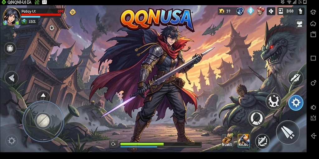 Screenshot QQNUSA menunjukkan karakter Anime dalam aksi seru.
