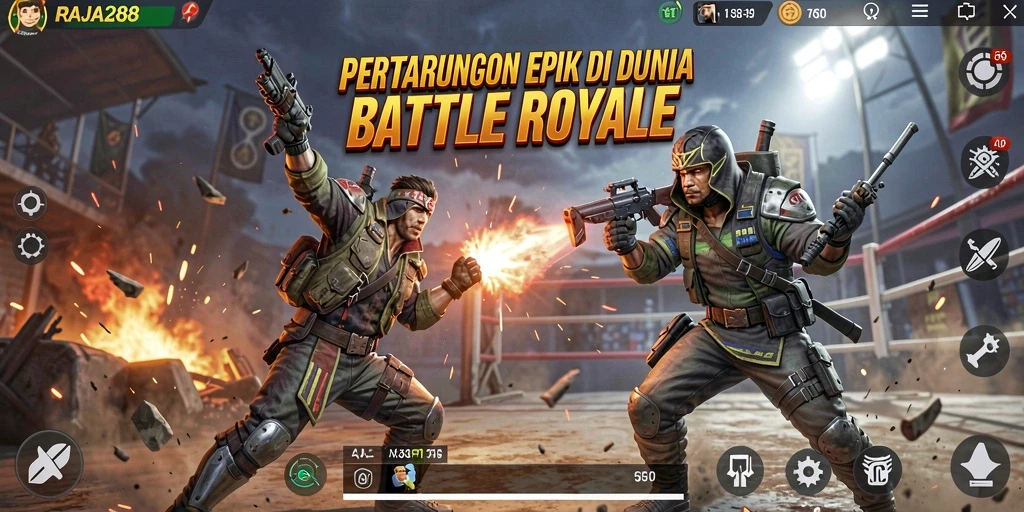 Tampilan aksi Battle Royale mendebarkan di RAJA288.