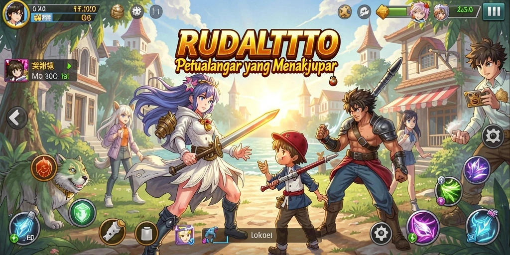 Tampilan gameplay yang mendebarkan dari RUDALTOTO di dunia anime.
