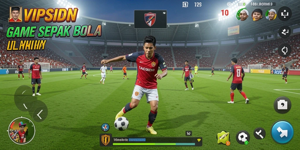 Tampilan gameplay SVIPSIDN yang menegangkan dan penuh aksi di lapangan sepak bola.
