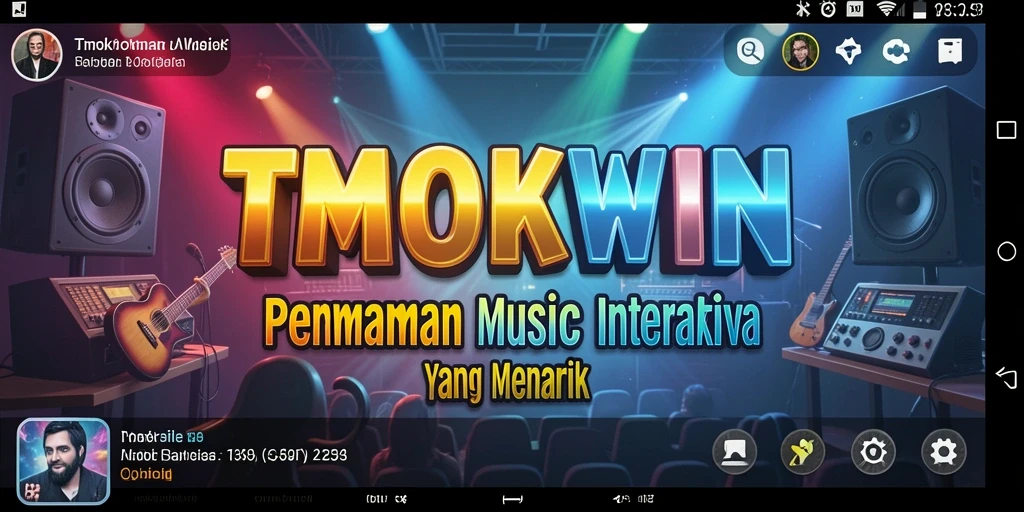 Tampilan interaktif gameplay TMOKWIN dengan berbagai pilihan musik.