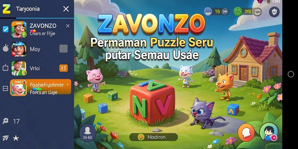 Tampilan gameplay menantang dari ZAVONZO yang penuh warna.